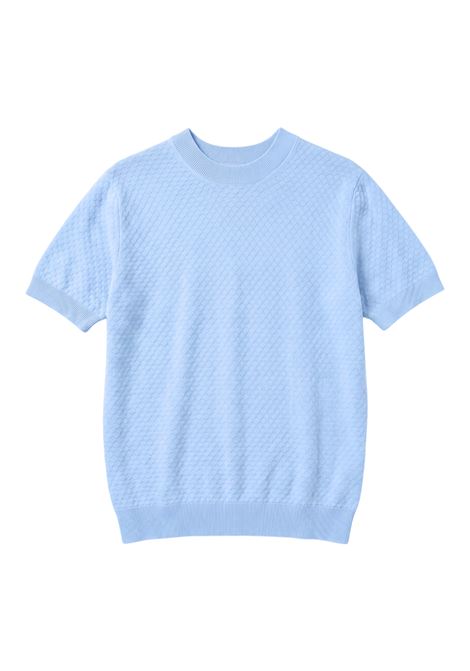 Paolo Pecora Milano Men's Jacquard Knit Cotton T-Shirt - Sky Blue PAOLO PECORA |  | A047 F1006449